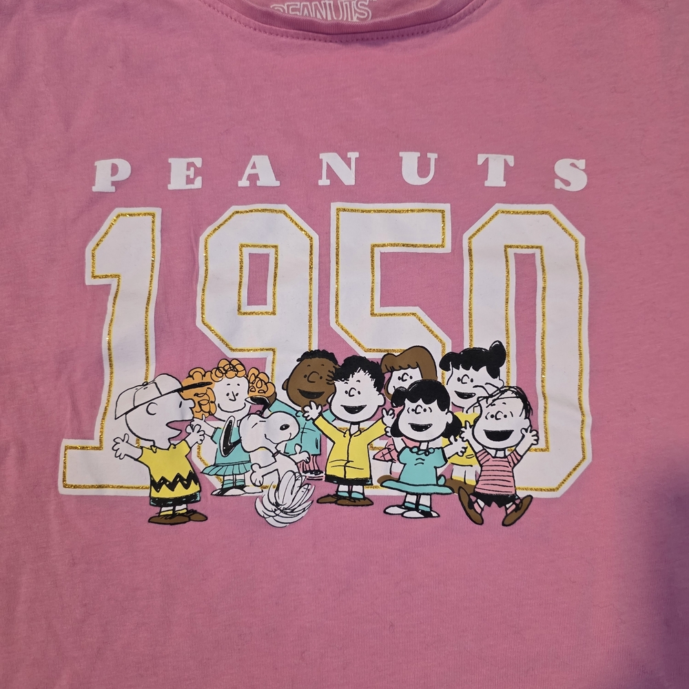 Peanuts 1950 Pink Graphic T-Shirt Snoopy Charlie Brown Kids Size Large 14 - Picture 4 of 8